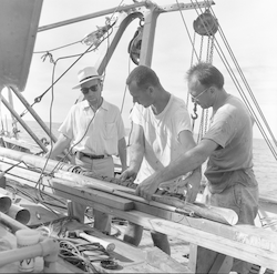 People working on deck of Atlantis near Cariaco.