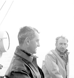 Stan Poole and Richard Backus on deck of Bear