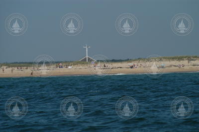 Offshore view of MVCO Meteorological Mast, located at South Beach.