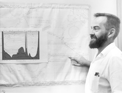 Fritz Fuglister shows a profile of temperature measurements made along 16 degrees S