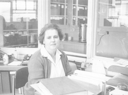 Florence Mellor at work in her office.