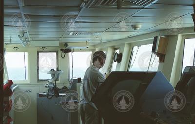 Patrick Hennessy working on the bridge.