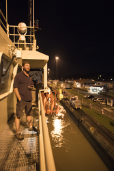 Captain Kent Sheasley on deck during Armstrong's Panama Canal passage.