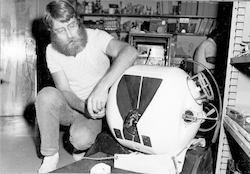Ken Stewart with an early ROV.