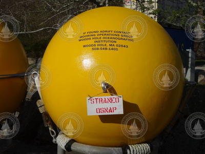 A subsurface buoy in the staging area prior to deployment during OSNAP.