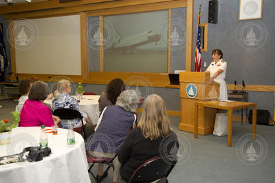 Captain Heidemarie Stefanyshyn-Piper giving her presentation.