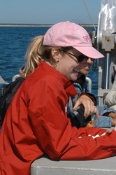 Gisele Grayson and Mish Michaels on board R/V Tioga.