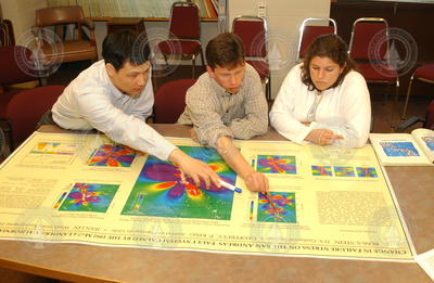 Jian Lin, Greg Hirth, and Margaret Boettcher in discussion.