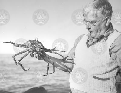William Schroeder holding a red crab