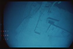 Overhead image of the Titanic wreck site, taken by the ANGUS sled cameras.