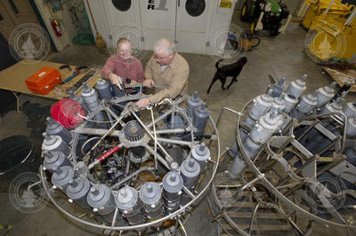 George Tupper and Marshall Swartz working on a CTD rosette.