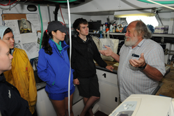Jim Doutt teaching the students about sidescan sonar technology.