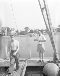 Hilary Moore and Gerrit Duys on the Euphausids raft.