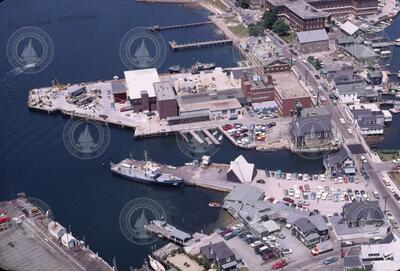 Aerial view of WHOI dock area