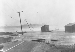 Nobska Beach during hurricane.