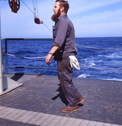 Jerry Cotter on deck of the Knorr.