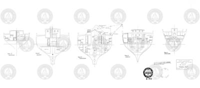 R/V Atlantis Arrangement Sections, Engine Room Plan drawings.