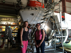 SAW students Megan Behnke and Lina Davidson touring HOV Alvin.