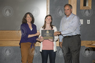 Melissa Moulton receiving the Panteleyev award from Meg Tivey and Jim Yoder.