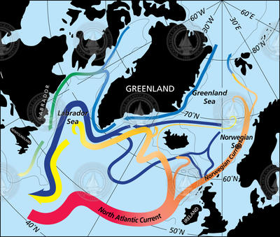North Atlantic current illustration.