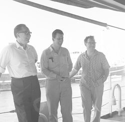 Dietrich, Miller and Charnock on the Atlantis II on the Suez Canal.