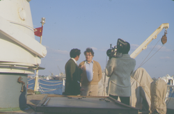 Nick Fofonoff television interview on deck of Akademik Vernadskii, unknown port