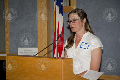 Rebecca Gast introducing the guest of honor.