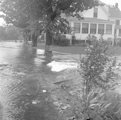 Water in Millfield street during Hurricane Carol.