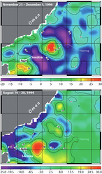 Arabian Sea Southwest Monsoon current data plots.