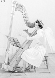 Ruth von Arx playing the harp at Woods Hole Follies.