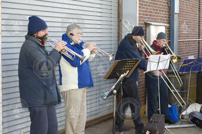 The WHOI brass band playing at the R/V Oceanus departure.