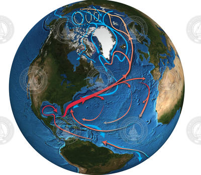Atlantic and Arctic Oceans currents.