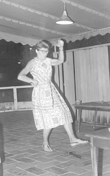 Betty Bunce dancing at a party in San Juan