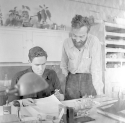 Columbus Iselin, Jr. and Fritz Fuglister in lab