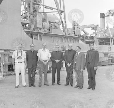 Visit of Archbishop Jean Jadot and Bishop Daniel Cronin to WHOI.