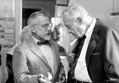 Bill von Arx (left) and Roger Revelle in discussion.