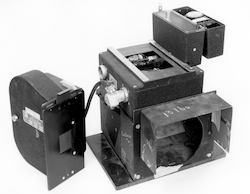 Oscilloscope 35mm camera. With magazine, clock, date & number column.