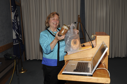 Mitzi Crane after her talk with her appreciation gift.