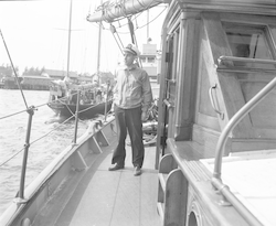 Adrian Lane on deck of Atlantis.