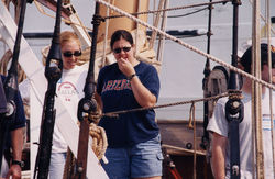Carly Strasser and Kristen Whalen at the departure of the 2002 SEA cruise.
