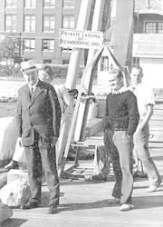 Henry Stetson and William Leavitt on dock.