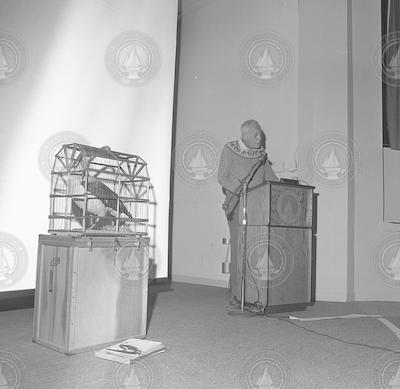Roger Revelle speaking during Albatross Award.