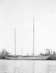 R/V Atlantis tied up at Lake Charles, Louisiana dock during World War II.