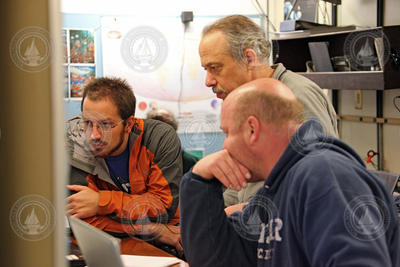 Jordan Standway, Dana Yoerger and Tim Shank tracking the lost ABE.