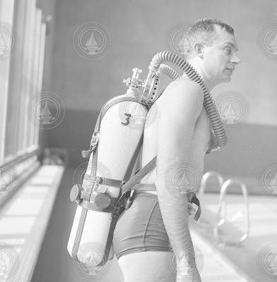 John Zeigler diving in the MIT pool.