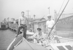 Men on Anton Dohrn, docked in Indian Head, Maryland