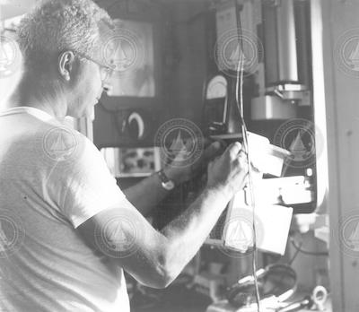 Al Carter checking an echo sounder