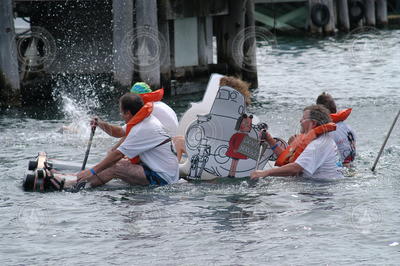 The Graphics team racing the Lulu2 through Great Harbor