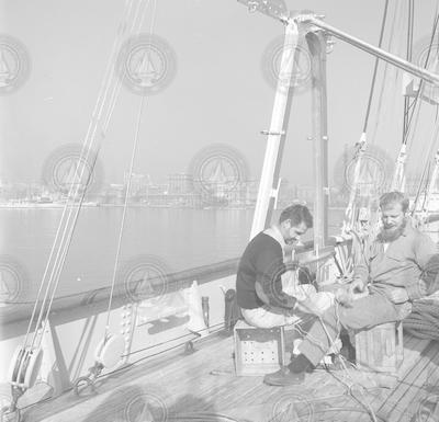 Splicing wire on the Atlantis in Barcelona.