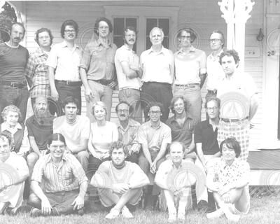 1975 Geophysical Fluid Dynamics program group on porch of Walsh cottage.